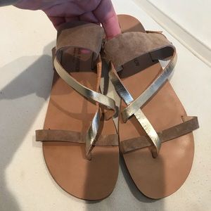 Barbara Barbieri Gold & Tan Sandals